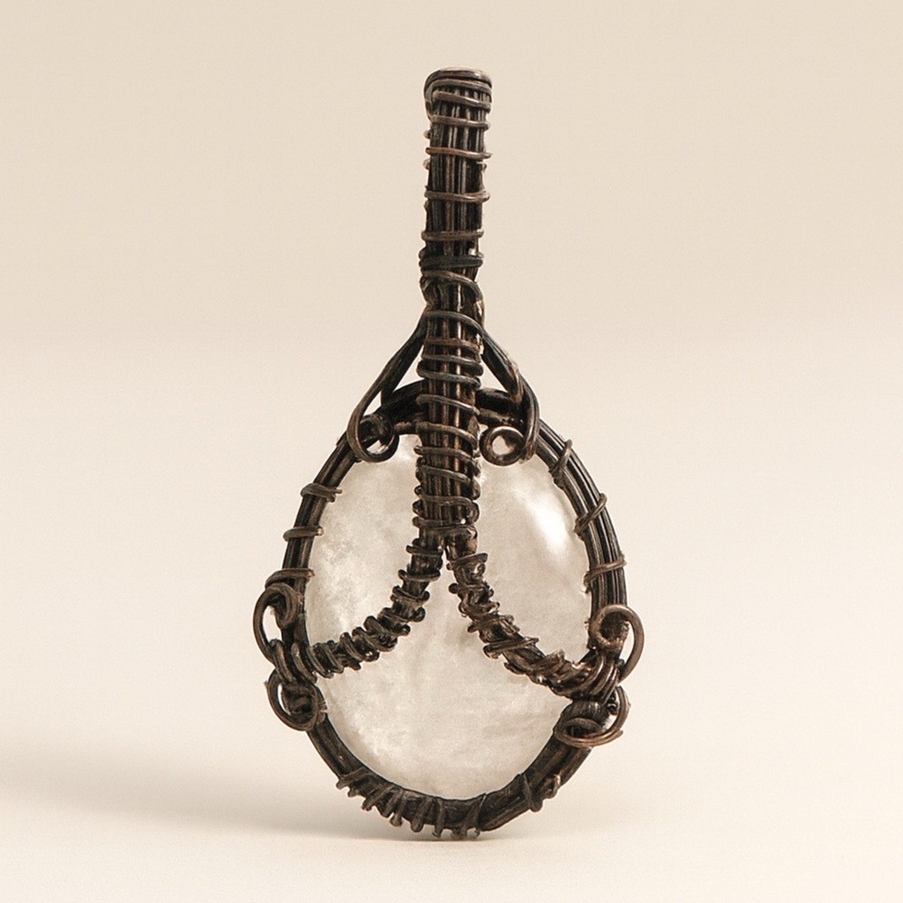 Artisan Gold Wire-Wrapped Pink Stone